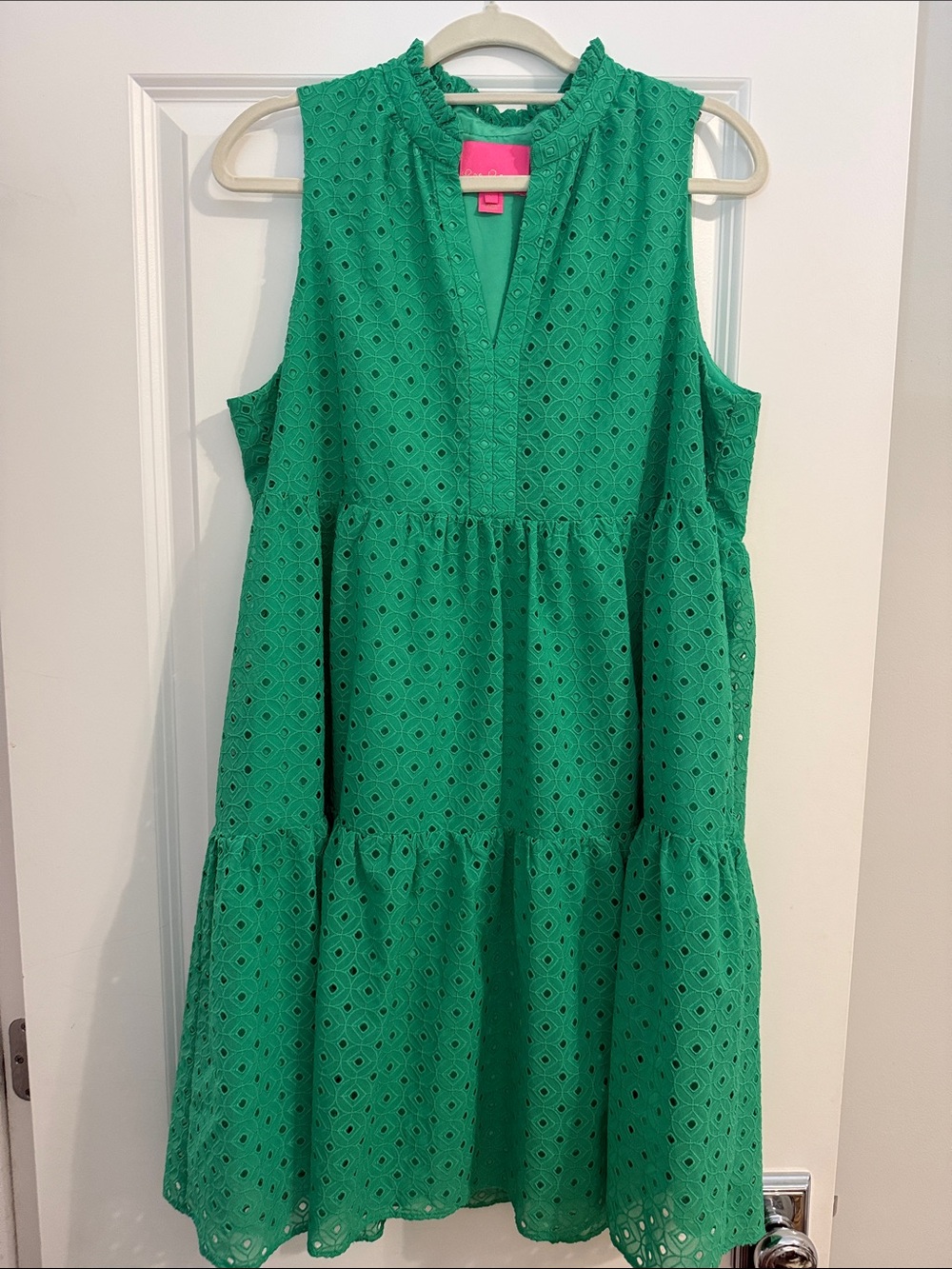 Lilly Pulitzer Green Eyelet Sleeveless Tiered Dress